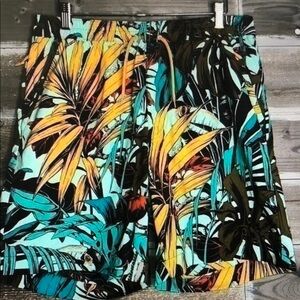 Tropical Print Swim Trunks — Teal, Yellow, Black